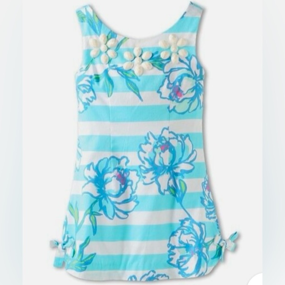 New Lilly Pulitzer Striped Sleeveless floral Summer Dress with beads. Si…